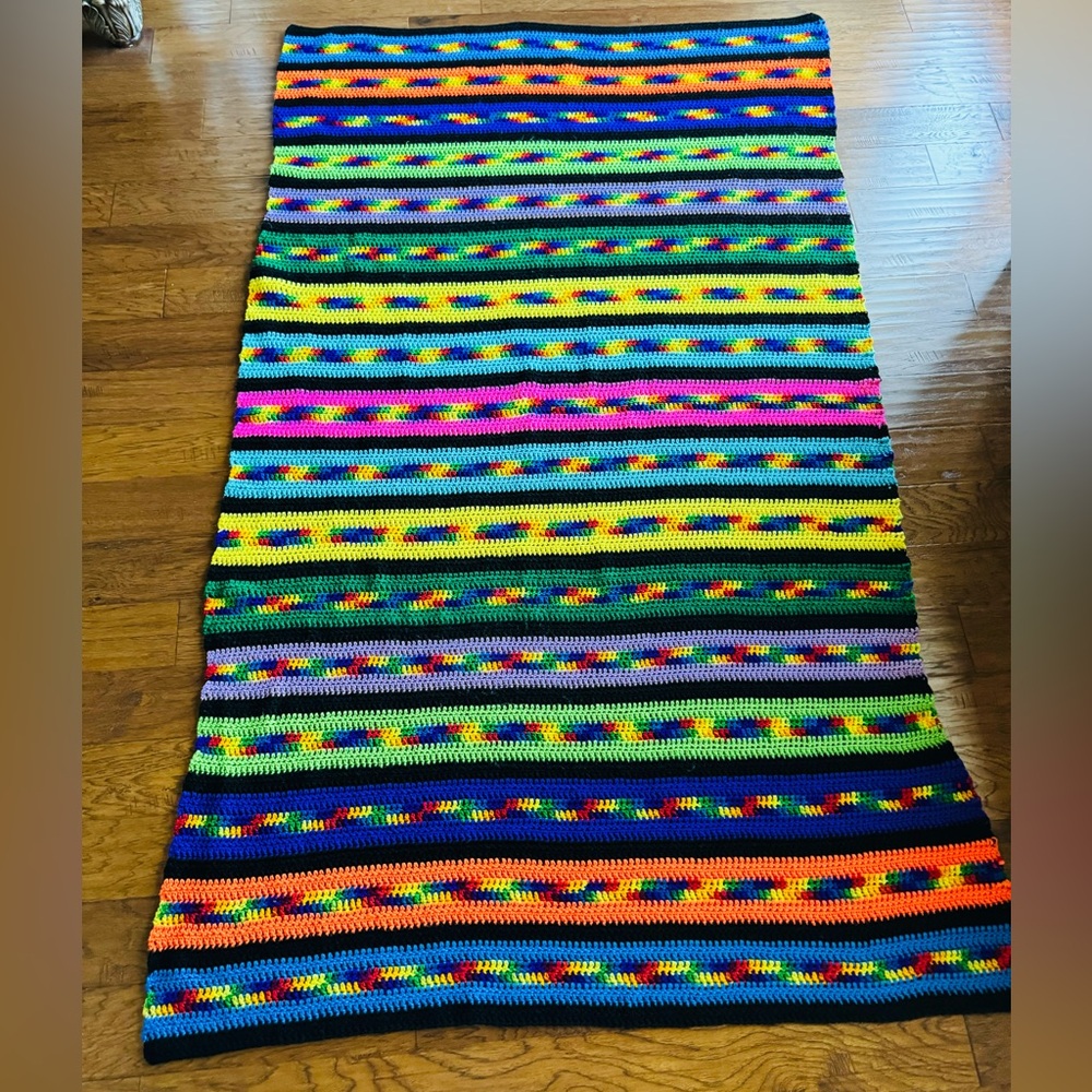 Handmade Rainbow Crochet‎ Throw